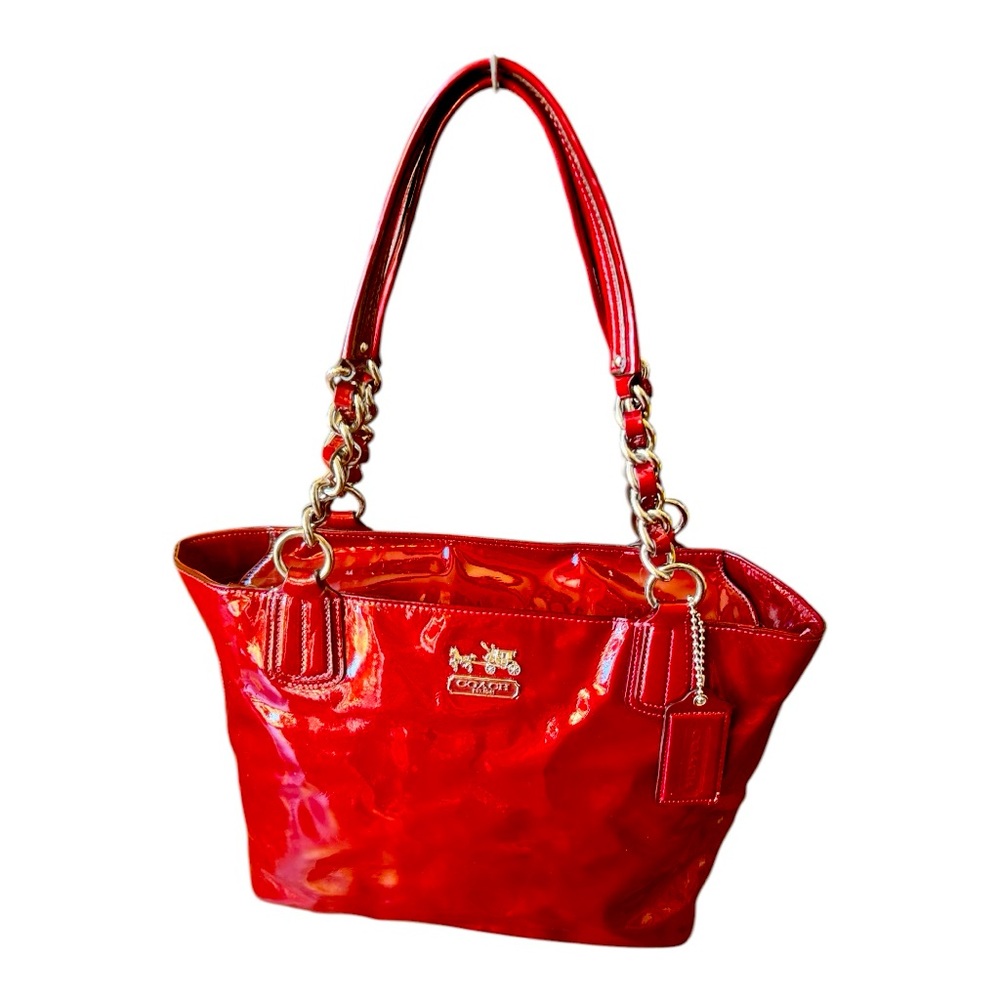 COACH Chelsea | Dark Red Patent Leather with Silver Accents - Picture 2 of 13